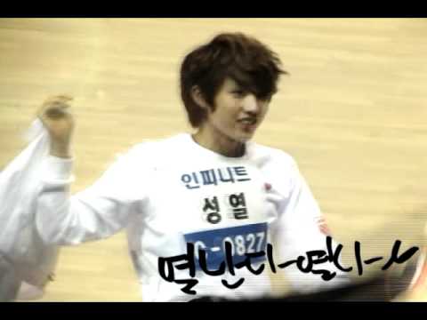 120108 mbc idol athletics championships - sungyeol fanservice