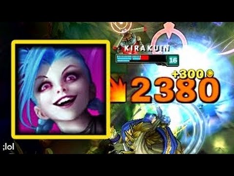 Jinx Lazer (W)  Crit 2380 Damage - One shot| LMHT - LOL - Skin - Montage