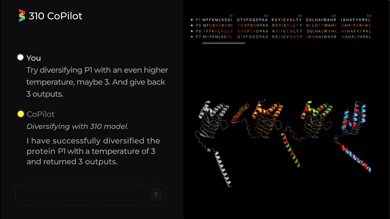 AI protein design with 310 copilot