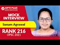 sonam agarwal rank 216 opsc 2021 mock interview