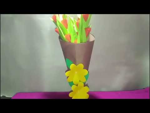 Very Easy Way To Make A Paper Flower Vase .Suraiya crafts HD.
