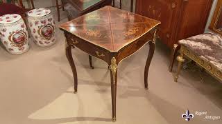 ntique Victorian Marquetry Envelope Card Table 19th C