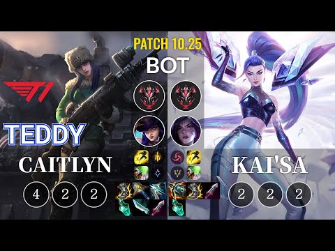 T1 Teddy Caitlyn vs Kai'Sa Bot - KR Patch 10.25