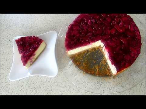 Cheesecake Recipe, Strawberry Cheesecake, Easy cheesecake with strawberry sauce  کیک میوه کیک پنیر Video
