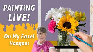 BEST How to paint Glass and Flower Stems, acrylic paint, real time, in studio with Annie Troe