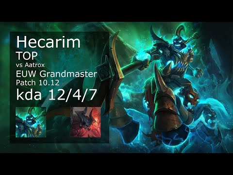 Hecarim vs Aatrox Top - EUW Grandmaster 12/4/7 Patch 10.12 Gameplay