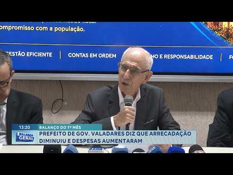 Balanço do 1º mês: Prefeito de GV aponta queda na arrecadação e alta nas despesas.