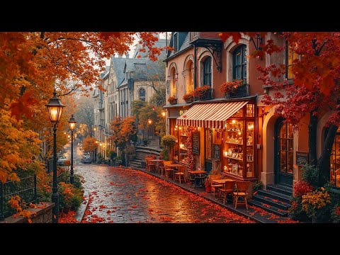 Autumn Day Street Jazz and Outdoor Coffee Shop Ambience ~ Jazz Relaxing Music for Work, Study, Focus