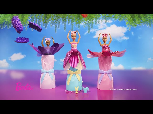 Vídeo relacionado con Barbie Petal Pop Muñeca perfumada con Vestido Rosa de Tulipanes y Accesorios, Ramo de Flores con Conejito Mascota y sorpresas como regadera, Collar y Pendientes, JMF57
