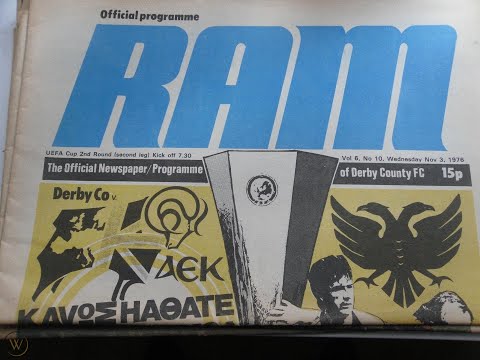 1976-77 - Derby County 2 AEK Athens 3 - UEFA Cup 2nd Round 2nd Leg - 03/11/1976