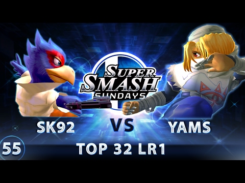 SSS 55 - SK92 (Falco) vs. YAMS (Sheik) - SSBM Top 32 LR1 - Smash Melee