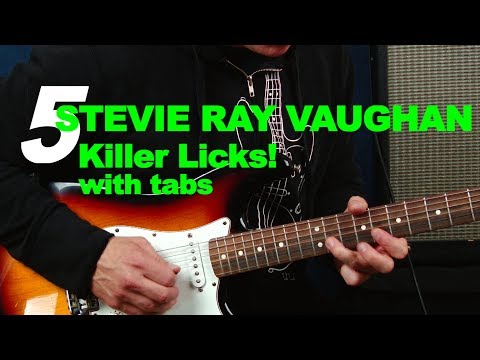 5 killer Stevie Ray Vaughan SRV licks with tabs and scales guitar lesson