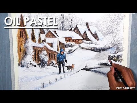 A Composition on Winter in Oil Pastel Epi 2 step by step Drawing to Coloring