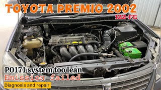 How to diagnose P0171 system too lean fault. Toyota Premio 2002 emission failed