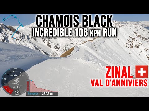 [4K] Skiing Zinal to Grimentz, Incredible Chamois Black at 106 KPH, Val d'Anniviers CH, GoPro HERO9