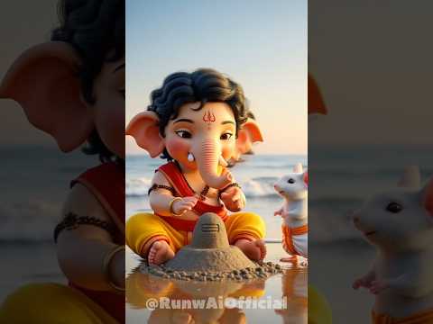 Lord Ganesha Creates Shivling from Sand | Divine Beach View #ganesh #shivling