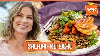 Salada de lentilha com legumes assados e molho de iogurte com tahine | Rita Lobo | Cozinha Prática