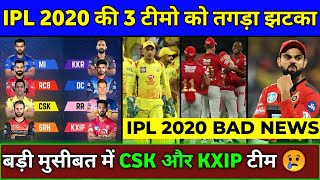 IPL 2020 - 3 Biggest Bad News For CSK,KXIP & KKR in UAE | IPL 2020 Bad News