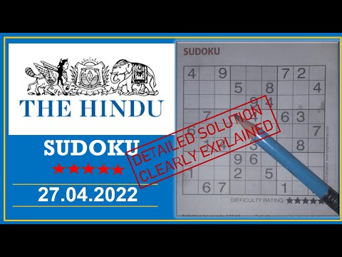 How to Solve 5 Star Hindu  Sudoku Apr 27, 2022 -  Step By Step Solution
