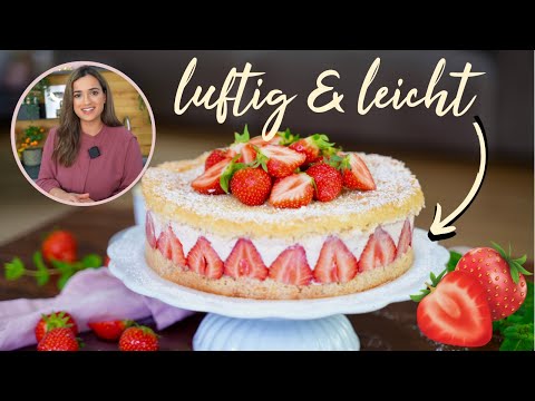 Erdbeertorte so luftig und leicht - ganz einfach und lecker / Erdbeer-Sahne-Torte ohne Gelatine