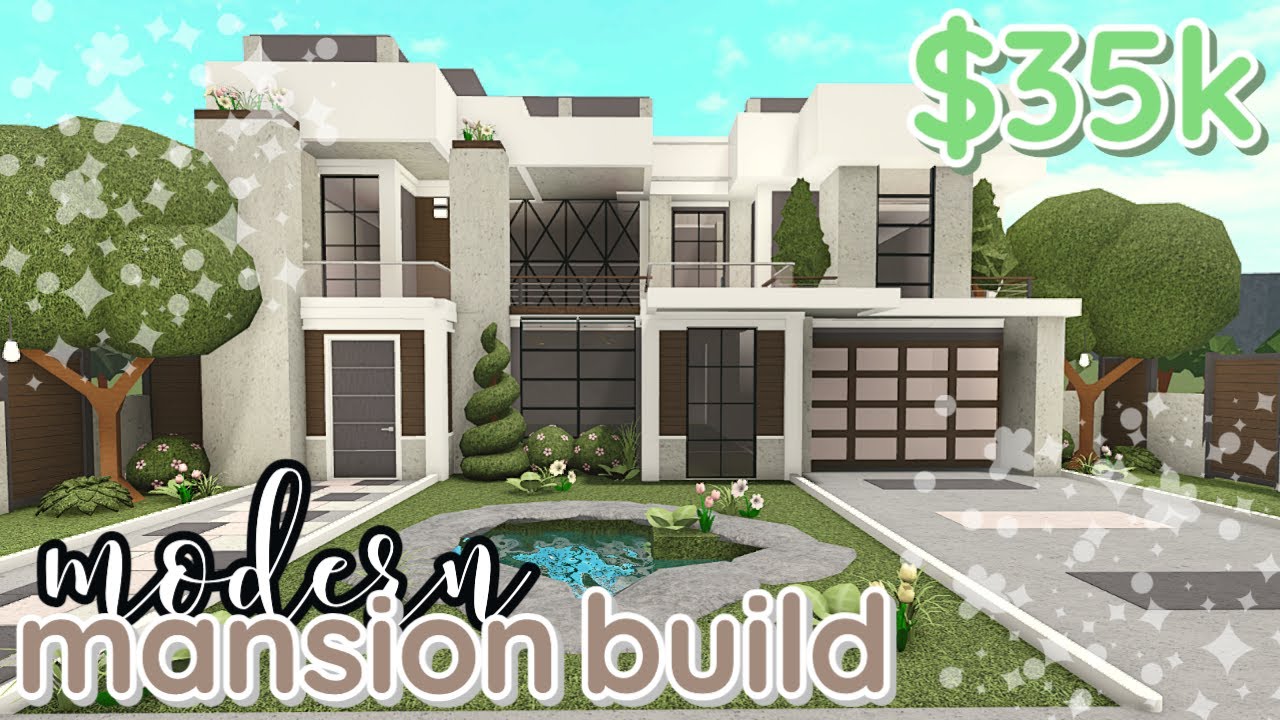 35k MODERN MANSION | bloxburg house build *WITH VOICE*