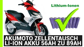 AkuMoto eRoller Akku Zellentausch 56AH zu 89AH 150A eRoller Akku DIY Umbau auf li-Ion Bluetooth BMS