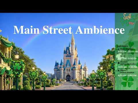WDW Disney Resort TV St. Patrick's Day Ambience 🍀 Cinderella Castle Music