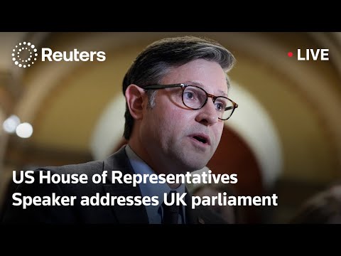 US Speaker of the House Mike Johnson addresses British parliament