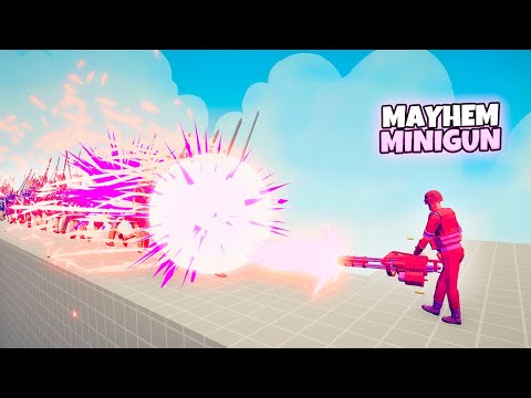 MAYHEM MINIGUN vs EVERY FACTION | TABS Totally Accurate Battle Simulator
