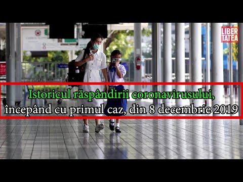 Istoricul răspândirii coronavirusului, începând cu primul caz, din 8 decembrie 2019