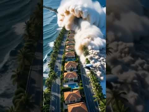 "Tsunami vs Paradise: Drone Captures Nature's Wrath from Above"