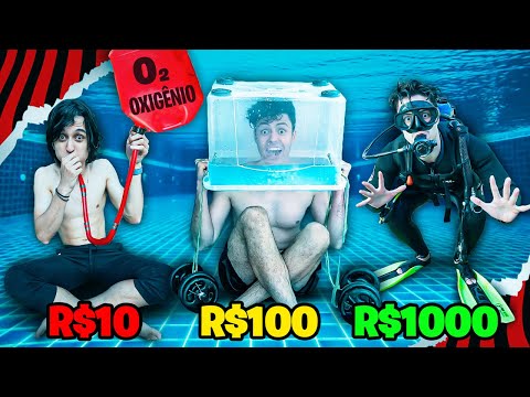 QUEM FICAR MAIS TEMPO DEBAIXO DA ÁGUA COM R$10, R$100, R$1000, VENCE! - Desafio