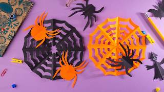 Easy DIY Paper Spiderweb & Spider | Quick Halloween Decorations Tutorial