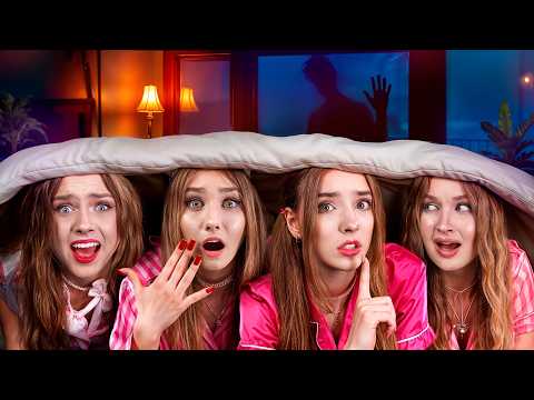 Les Quadruplés sont allés à une Soirée Pyjama Entre Filles ! Une nuit dans le manoir le plus hanté !