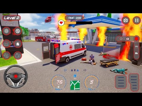 Ambulance Van Emergency Driving 2024 - 911 Helicopter Rescue Fight Simulator - Android Gameplay