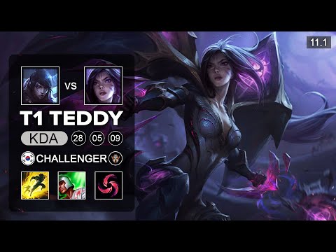 T1 Teddy Kai'sa Bot vs Aphelios - KR Challenger Patch 11.1
