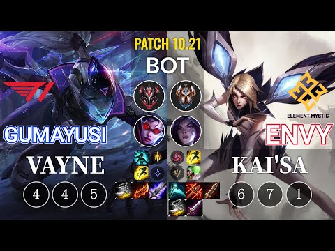 T1 Gumayusi Vayne vs EM Envy Kai'Sa Bot - KR Patch 10.21