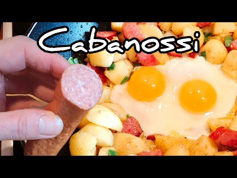 einfach und schnell zubereiten - Cabanossi mit Kartoffeln und Ei