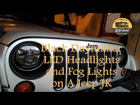 Jeep Wrangler JK Black Daymaker 7\" LED Headlights / Cree Fog Lights - How to Install and Review