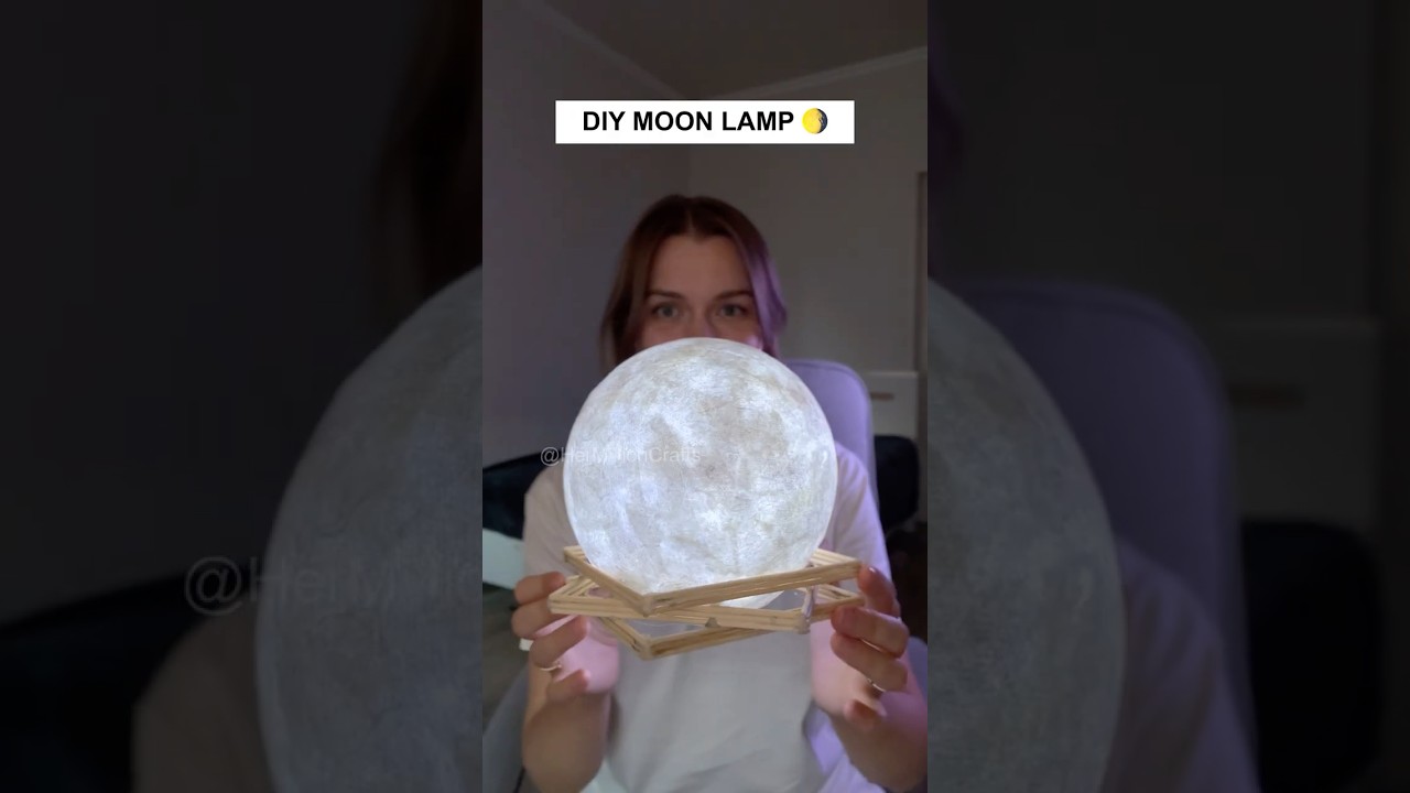 DIY Moon Lamp 🌖 Easy Room Decor Idea #art #diy #craft #handmade