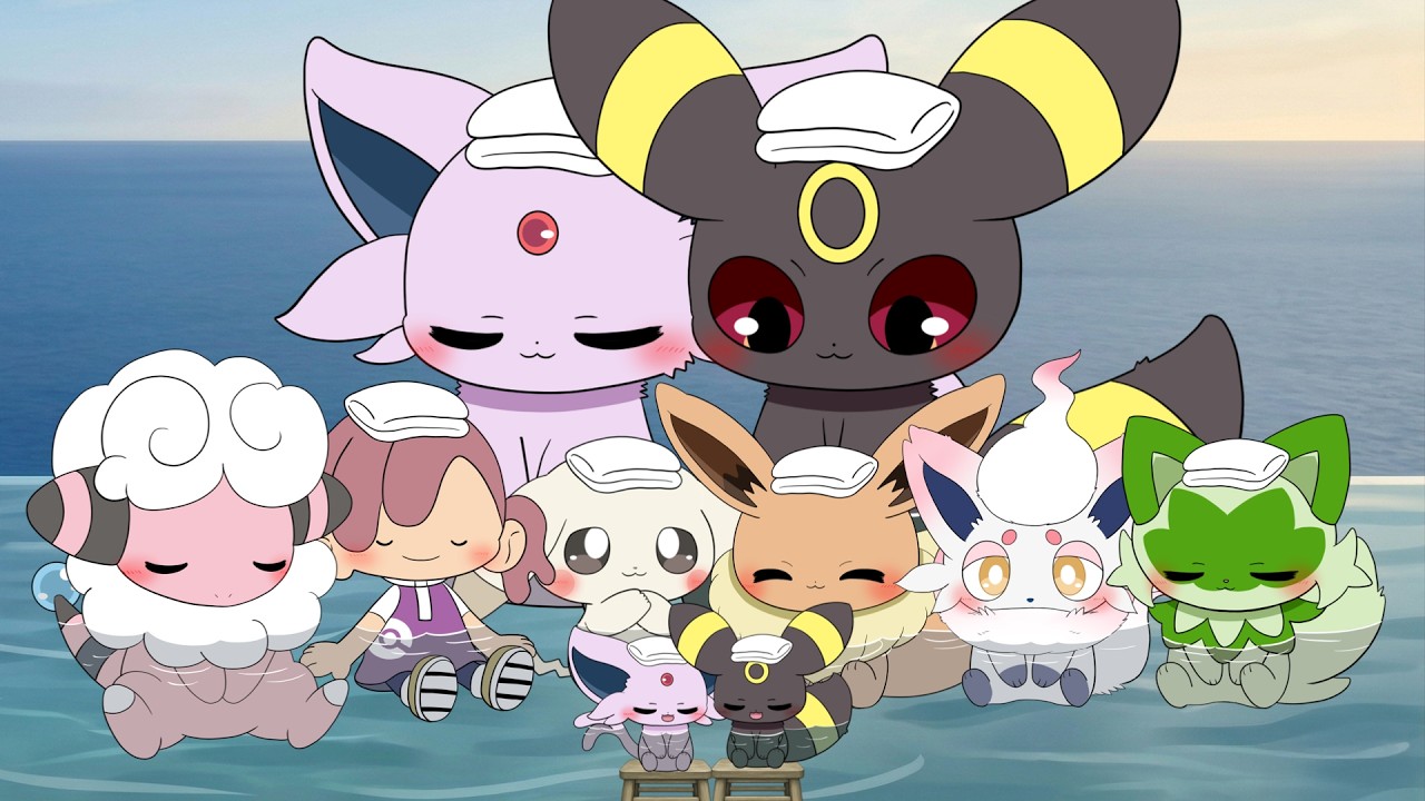 ブラッキーたちをインフィニティ温泉で癒してあげよう！【ぽこあポケモン】