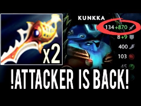 +1000 Attack Damage Imba 7.06 Kunkka with Double Divine by !Attacker Dota 2 Crazy Gameplay