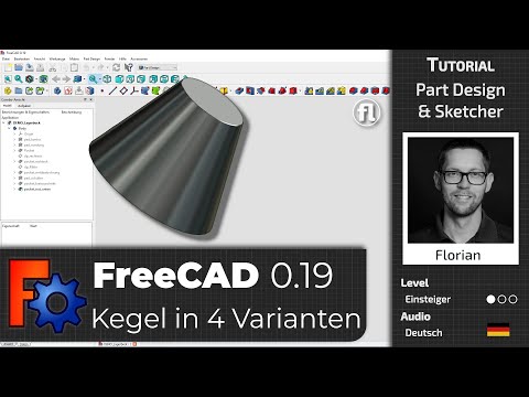 FreeCAD 0.19 - Creating a Cone in Part Design - 4 Variations - Beginner Tutorial (German)