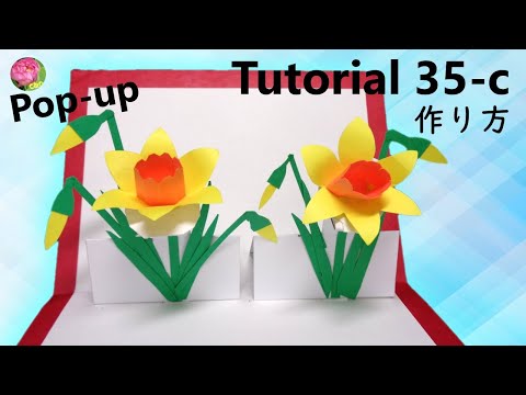 【Pop-Up Tutorial 35-c】Narcissus flowers すいせん / pop-up card ポップアップカードの作り方