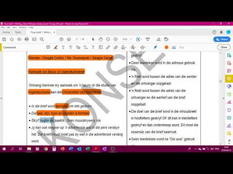 Afrikaans Graad 12   Aansoekbrief beurs