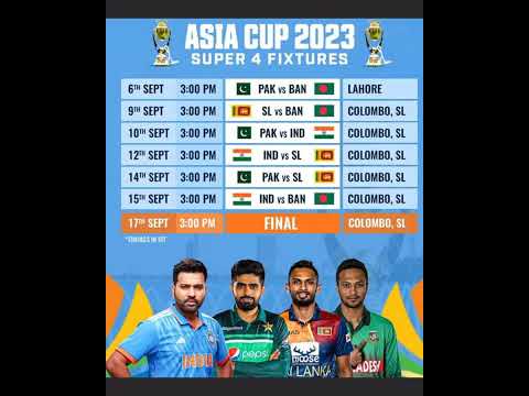 The schedule for the Super Four round of the Asia Cup 🏆
