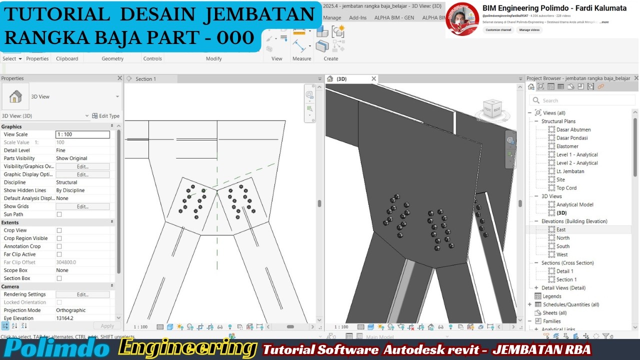 Steel Structure | Sambungan Baut | Jembatan Rangka Baja | BIM Modeling