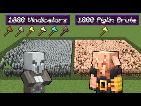 1000 piglin brute vs 1000 all axe wielding vindicators | Minecraft Mob Battle