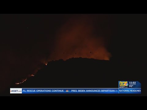 Brush fire breaks out at mouth of the canyon on Highway 178 forcing road closure