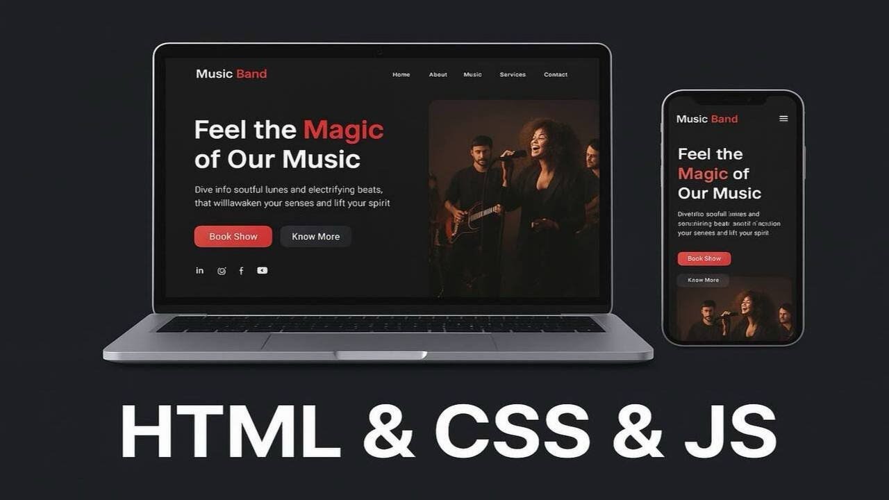 Build a Modern Music Band Website with HTML, CSS & JavaScript | Responsive Design Tutorial